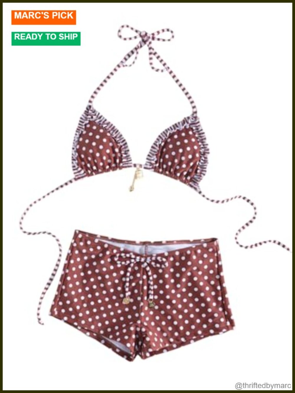 Women's 2 Piece Polka Dots Bikini Set Halter Triangle Swimsuits